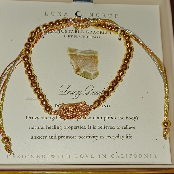 LUNA NORTE DRUSY QUARTZ  ADJUSTABLE BRACELET ONE SIZE FITS ALL NEW IN BOX - Picture 11 of 13